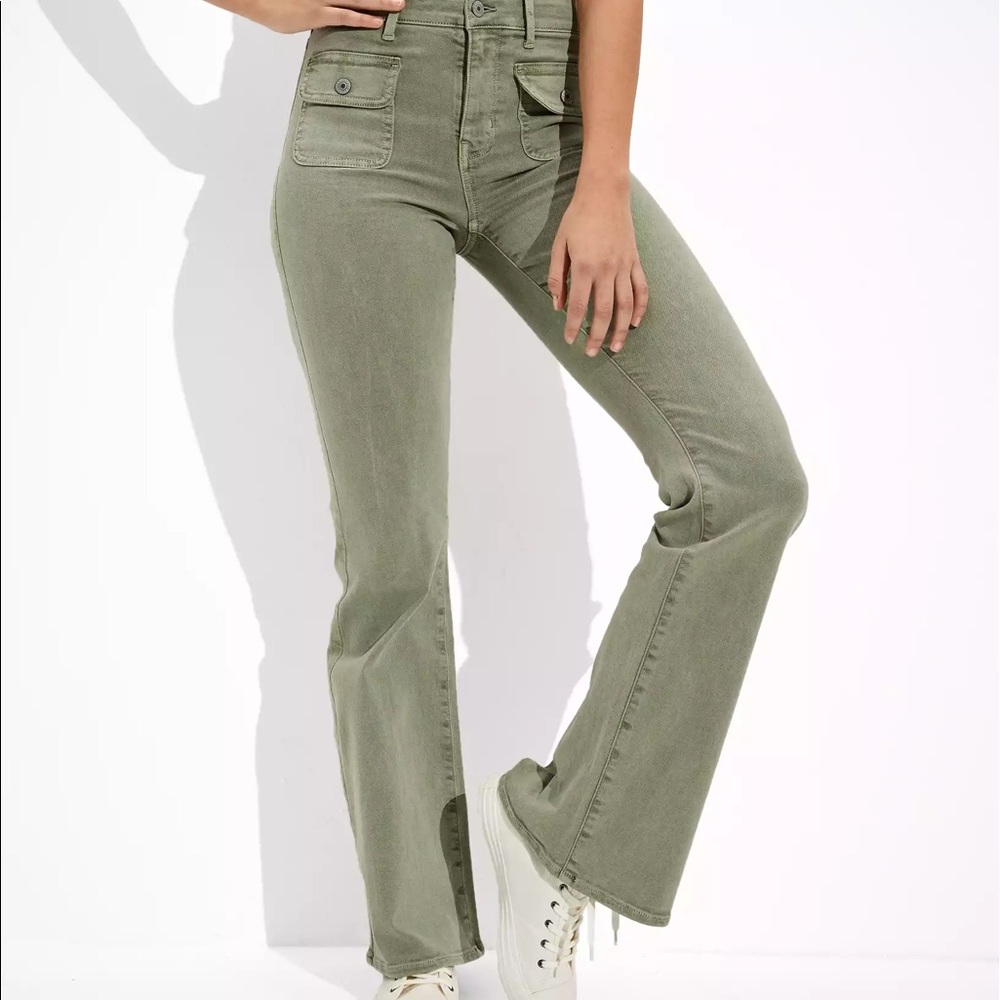 AE green flare jeans